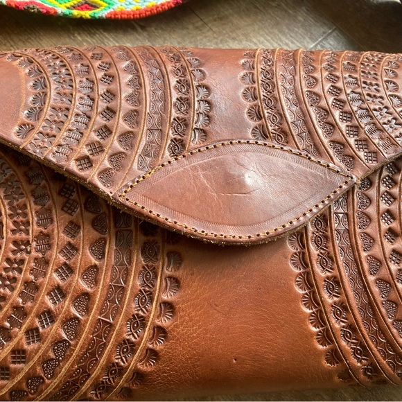 One of a kind leather purse with handmade strap from Mexico - Picture 3 of 8